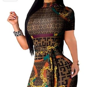 African print Bodycon Midi Dress